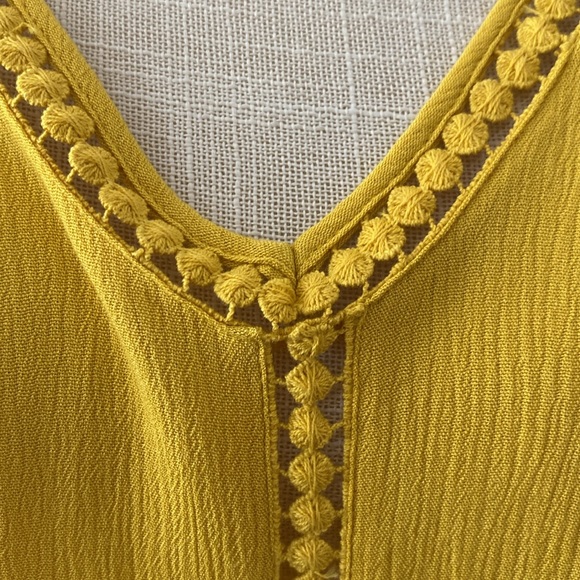 John Paul Richard womens crochet lace mustard yellow boho 3/4 sleeve top size - Picture 6 of 15